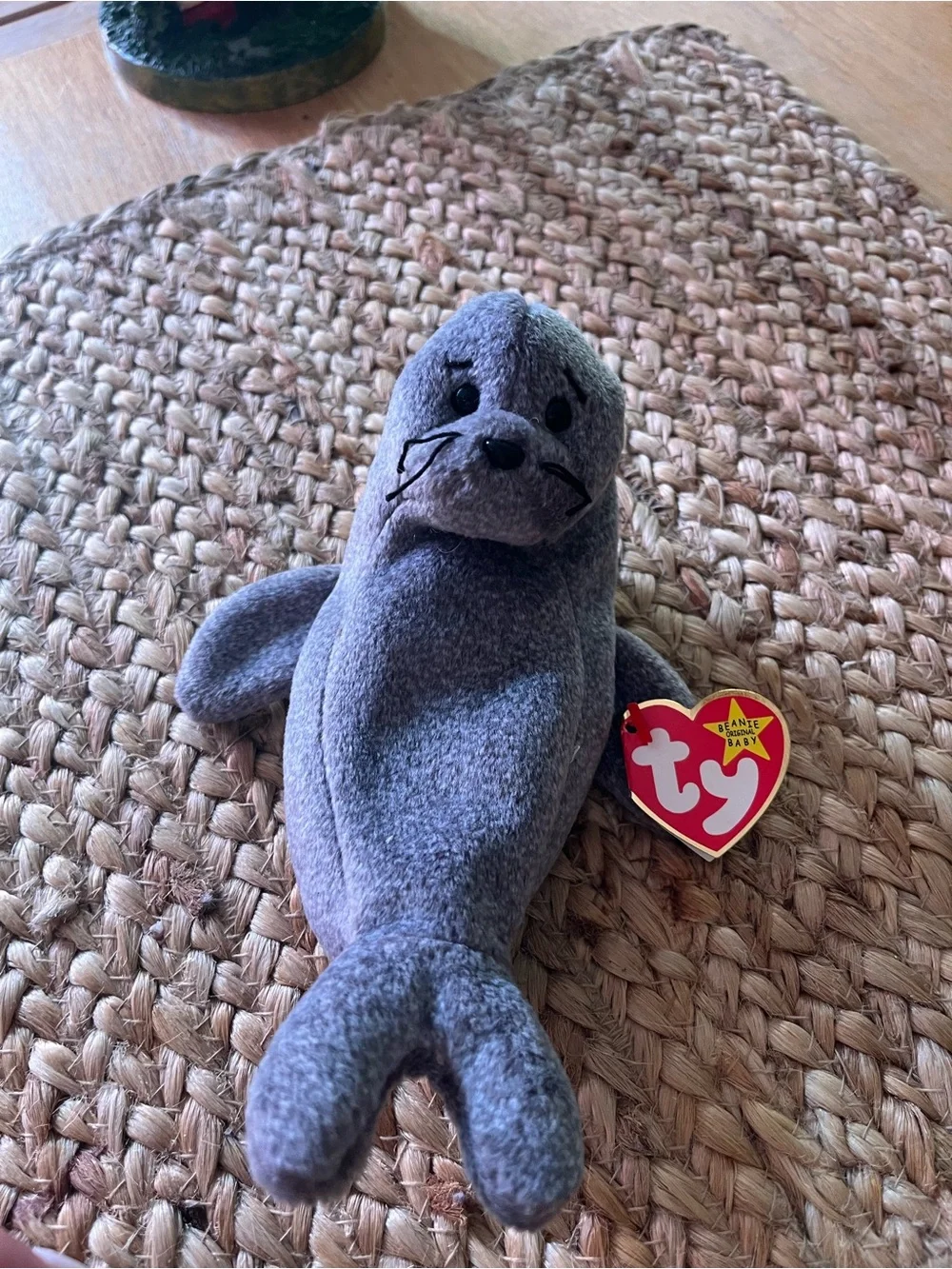 Ty Beanie Baby Gray Seal Plush - Soft Small Pet Toy
